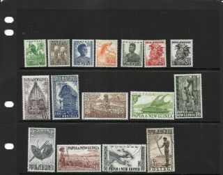 Stamps Papua Guinea 1952 Set Of 16 Mlh To2/6 10/ - &one Pound Fine Used= P
