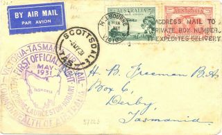 Australia 1931 Spec Airmail Cover - Postmarks - To Tasmania - Fine Stains