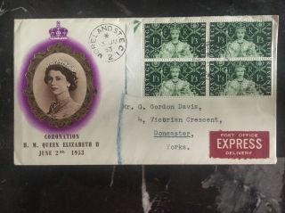 1953 Australia First Day Cover Queen Elizabeth 2 Coronation Fdc To Usa Qe2 Fdc