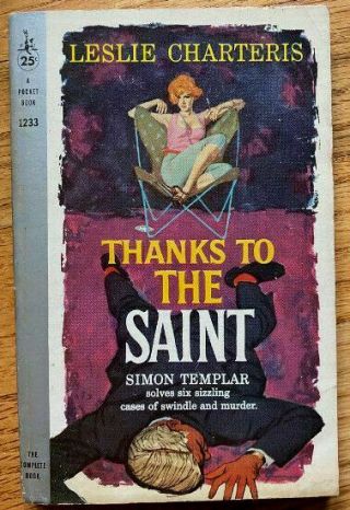 Thanks To The Saint By Leslie Charteris; Darell Green Cover.  Pocket Book 1233