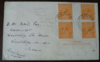 Australia Kgv King George V Gutter Pair Stamps Cover Varieties Flaws Alvie Sg124