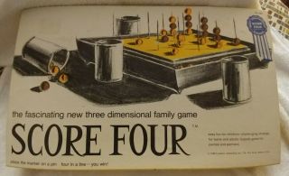 Vintage 1968 Score Four 3d Board Game By Funtastic 400 - Complete