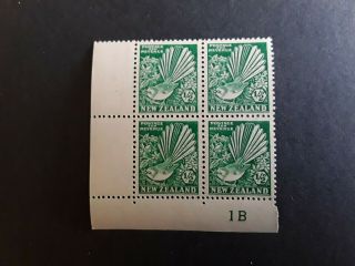 1934 Kgv Zealand 1/2 D Green (collared Fantail) Mnh Block Of 4,  Control 1b