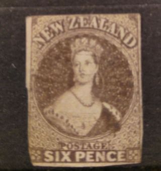 Zealand 1862 - 4 Qv Chalon 6d Brown Imperf