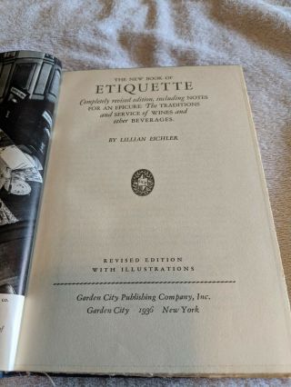 The Book of Etiquette by Lillian Eichler 1936 4th Edition 3