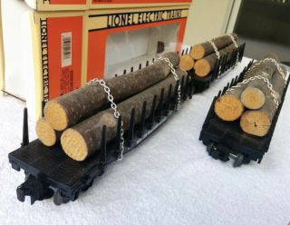 ✅lionel 6 - 17511 Western Maryland Set - Of - 3 Flatcars W/real Wood Logs For Shay