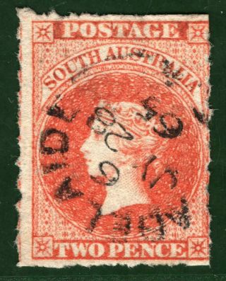South Australia States Qv Stamp Sg.  26 (1863) 1865 Cds Yellow190