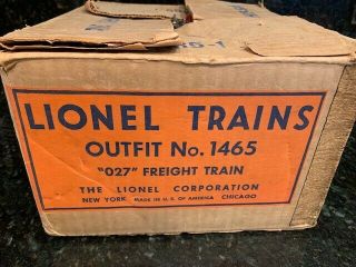 Lionel Trains Outfit No.  1465 Freight Train 027 & Cars Made In Usa Box