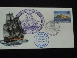 Pitcairn Island First Day Cover Fdc 1986 Hmav Bounty Stampex & Great Seal Pmk