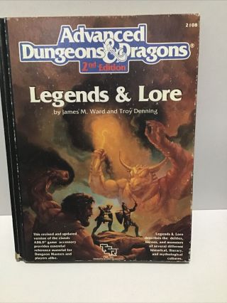Ad&d Legends And Lore 2nd Edition 1990 Tsr Advanced Dungeons Dragons