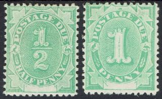 Australia 1902 Postage Due 1/2d And 1d Blank Base