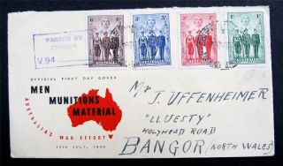 Australia - 1940 Aif Set On Censored Commemorative Cover To Wales