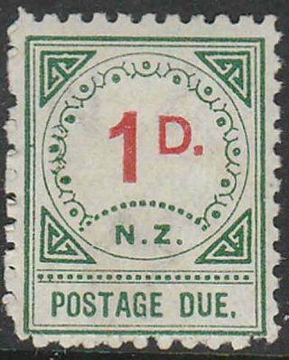 Zealand 1899 Postage Due 1d Red & Green Fine Lightly Hinged