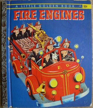 Vintage Little Golden Book Fire Engines " A " 1st Tibor Gergely