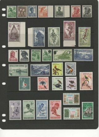 Papua & Guinea Pre Decimal Muh Selection 34 Stamps