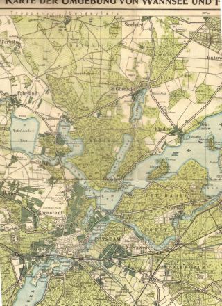 Karte Umgebung Wannsee & Potsdam Mit Zugfahrplan Grunewald Um 1900