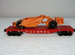 6817 Lionel P[ostwar Flatcar With Allis Chalmers Scraper