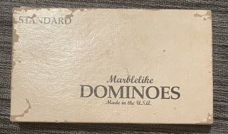 Vintage Ivory Marblelike Standard Dominoes /farmer Mutual Lodge 157 Sponsor