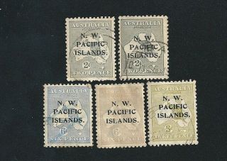 5 N.  W Pacific Islands Overprint 2d Grey 3d Olive 6d Greyish Violet And Blue Roo