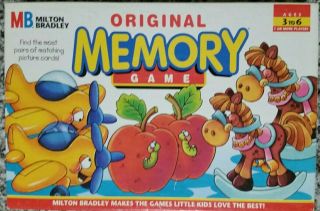 Vintage 1996 Memory Game By Milton Bradley Complete 72 Cards,  Tray,  Box