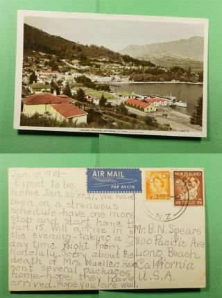 Dr Who 1959 Zealand Rotopua Lake Wakotipu Postcard Rppc To Usa F62172