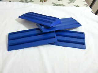 Rummikub Tile Holder Tray Set of 4 Game Replacement Racks Blue 1997 2