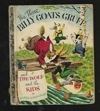Ch - Vintage 1953 Little Golden Book The Three Billy Goats Gruff & Wolf The Kids