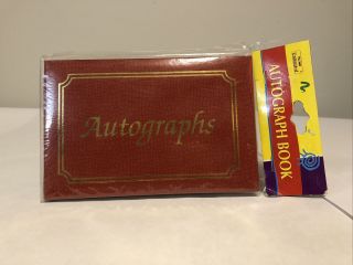 Autograph Book,  Book For Autographs - 45 Blank Pages - 7x4.  5in - Red -