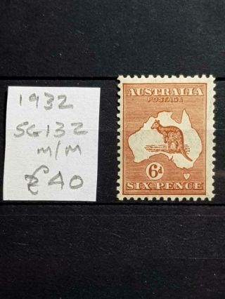 Australia - 1932 Roos - 6d Chestnut - Sg 132 - Fine - Cat £40 - Pics Of Both Sides