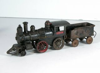 Ca1900 Cast Iron Railroad Floor Train Toy Locomotive Engine And Tender By Dent
