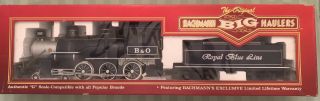 G Scale Bachmann 4 - 6 - 0 B&o Locomotive & Tender Royal Blue Line W/ Steam & Sound