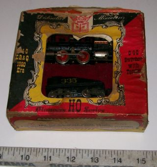 Vntg Ho Aristocraft Cb&q 1880 All Metal 0 - 4 - 0 Switcher & Tender W/ Ob By One