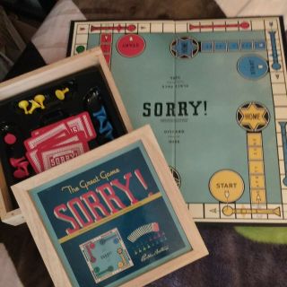Sorry Board Game Wooden Wood Box Nostalgia Series Parker Brothers 2002