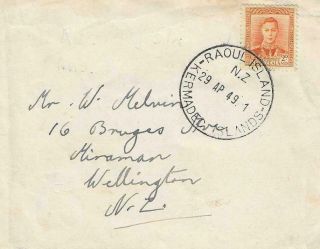 Envelope From Raoul Island,  Kermadec Islands,  Zealand 1949