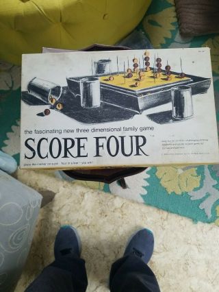 Vintage 1968 Score Four Strategy Board Game Three Dimensional Family Game 400