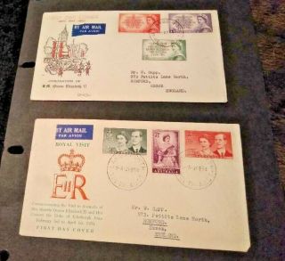 Australia 1953 Coronation And 1954 Royal Visit Issues On First Day Covers
