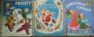 3 Vintage Little Golden Books Christmas Carols,  Santa 