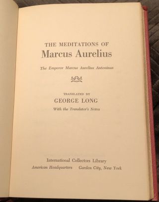 Meditations Marcus Aurelius International Collectors Library 2