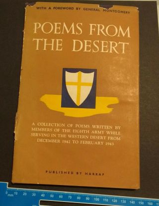 Vintage Ww2 1944 Poems From The Desert " Rats " Gen Montgomery Dust Jacket 2nd Ed