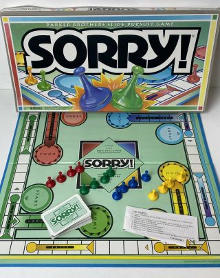 Vintage 1992 Sorry Board Game Parker Brothers Classic - Complete
