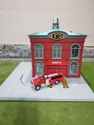 ✅mth Railking Operating Fire House Building Accessory 30 - 9102 O Gauge Station