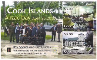 Cook Islands Anzac Day - 22nd World Scout Jamboree Souvenir Sheet - Silver Ovpt