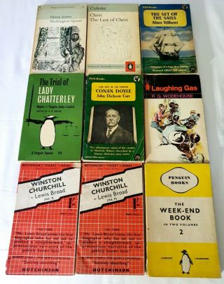 Vintage 1950s / 1960s Pan,  Penguin,  & Hutchinson Paperback Books 9 Book Bundle