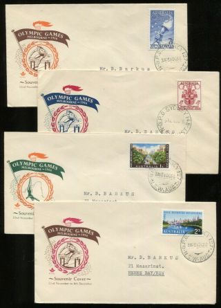 Australia 1956 Sydney Nsw - Olympic Games - Four Cachet Covers - Lot 1 Of 2 -