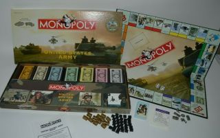 Monopoly Board Game United States Army Parker Brothers 100 Complete Smoke