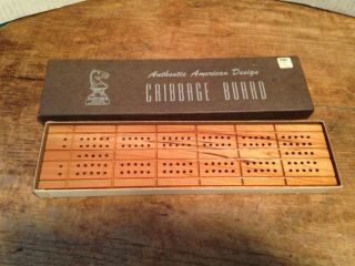 Vintage Drueke Cribbage Board No.  5 W/ Instructions/box Made In Usa