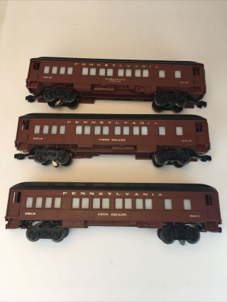 Lionel O Scale Set Of 3 Pennsylvania Railroad Passenger Cars - 9513,  9514 & 9515