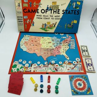 Vintage 1954 Milton Bradley Game Of The States Board Game 48 States (complete)