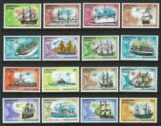 Christmas Island 1972,  Ships - Definitive Set Of 16 Sg37/52 Mnh