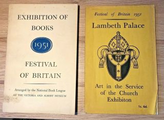 2 Vintage 1951 Festival Of Britain Book & Church Art Exhibition Catalogues